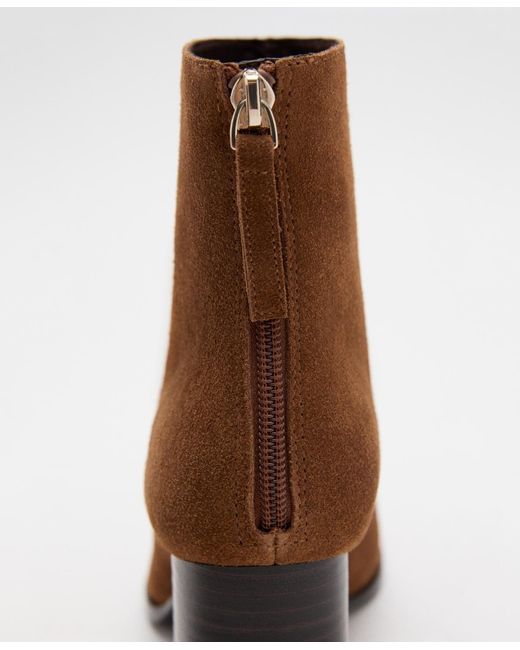 Mango Brown Suede Block-heel Boots