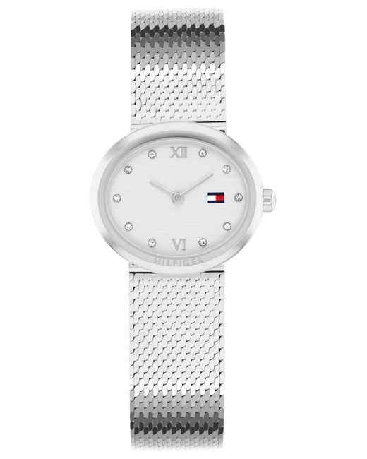 Tommy Hilfiger White Quartz Tone Stainless Steel Mesh Bracelet Watch