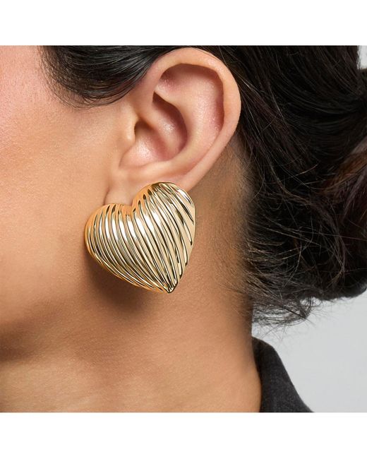 BCBGeneration Metallic Bcbg Generation Ribbed Heart Button Earrings