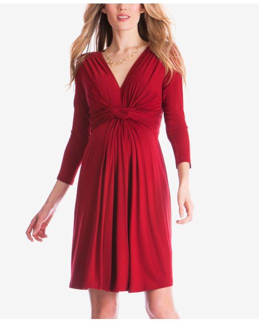 Seraphine Red Knot Front Maternity Dress