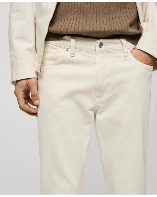 Mango White Ben Tapered Cropped Jeans for men