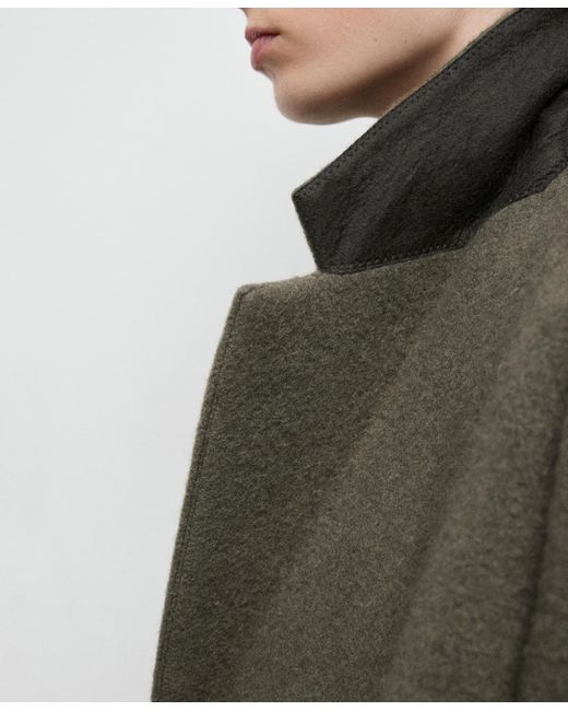 Mango Green Double-breasted Wool Coat