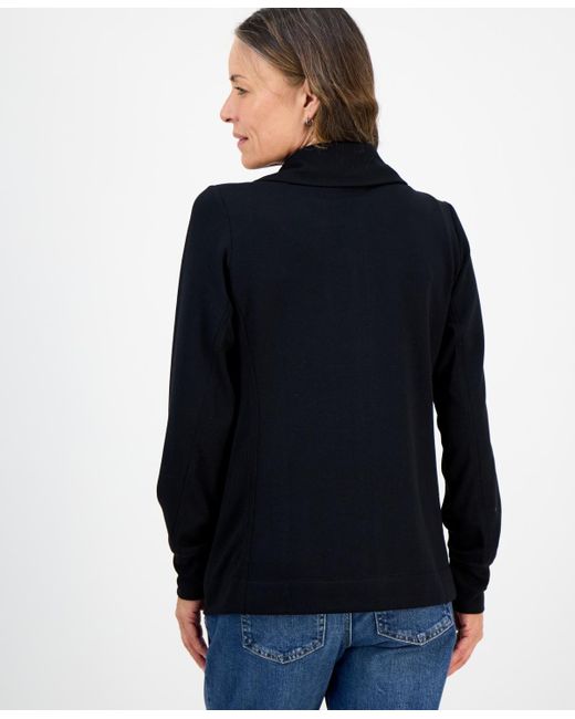 Style & Co. Blue Petite Full-zip Tunic Sweatshirt