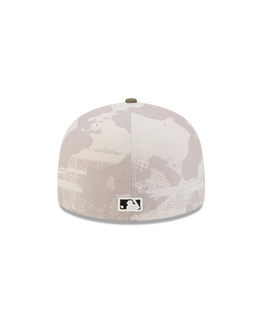 KTZ White Light Beige/olive Detroit Tigers 2025 Armed Forces Day 59fifty Fitted Hat for men