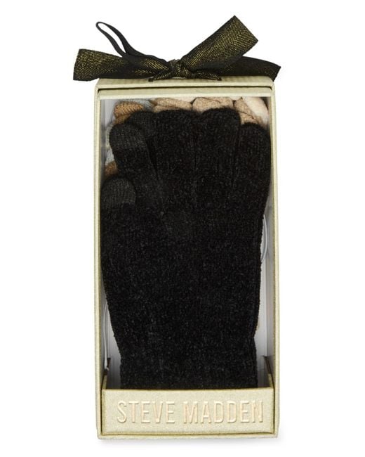Steve Madden Black Chenille Magic Gloves