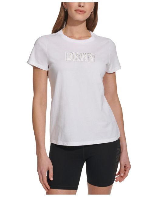 DKNY White Sport Cotton Embellished-logo T-shirt