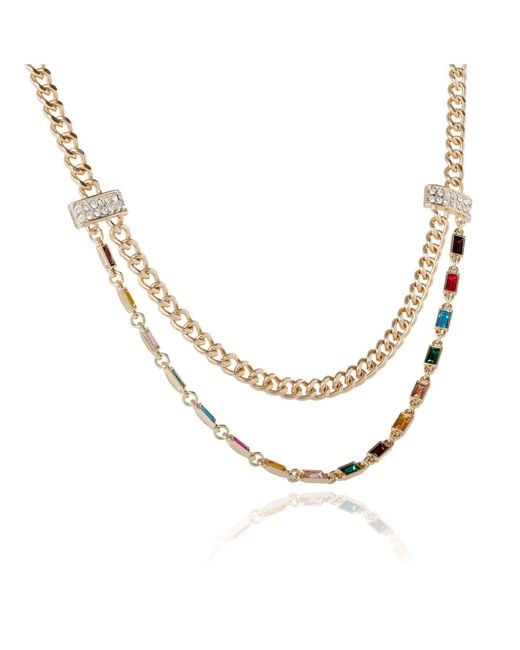 BCBGeneration Metallic Double Layer Multicolor Necklace