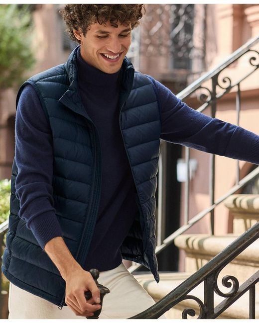 Lands' End Blue Wanderweight Packable Down Vest