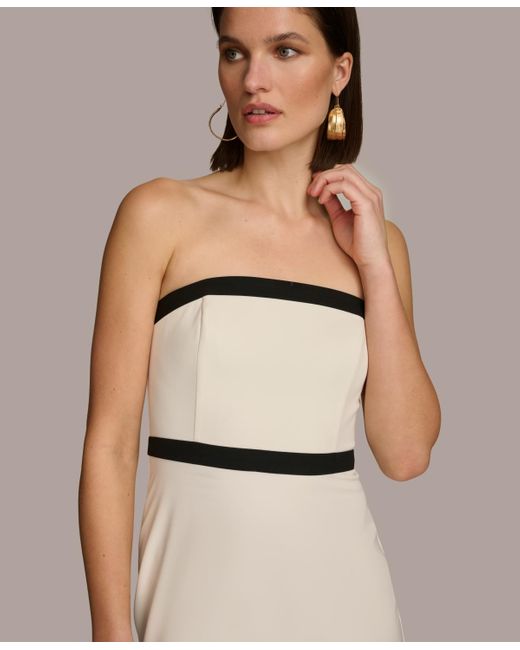 Donna Karan Natural Contrast-trim Strapless Gown
