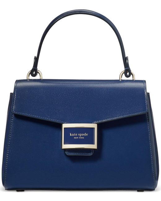 Kate Spade Blue Katy Shiny Textured Leather Top Handle