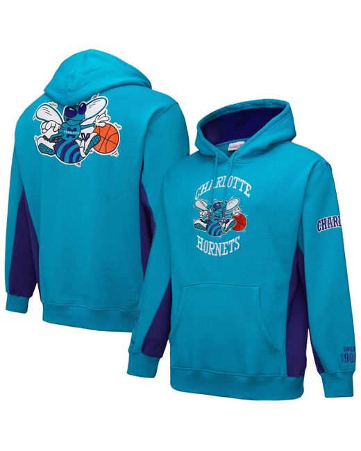 Mitchell & Ness Blue Charlotte Hornets Hardwood Classics Team Origins Fleece Pullover Hoodie for men