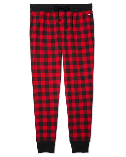 Tommy Hilfiger Plaid Waffle-knit Jogger Pajama Pants in Red for Men |