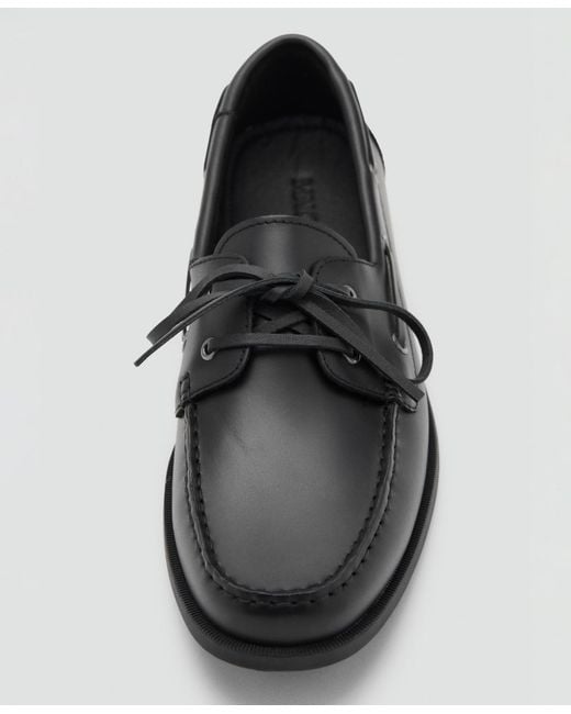 Mango White Leather Nautical Shoes for men