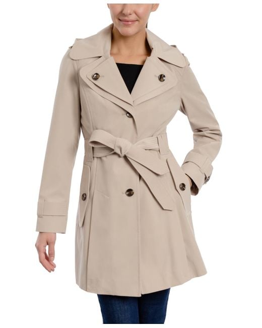 London Fog Natural Petite Single-breasted Belted Trench Coat