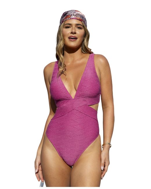 CUPSHE Purple X Jojo Fuchsia Plunging Cutout One-piece Swimsuit