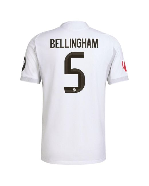 Adidas White Jude Bellingham Real Madrid 2025/26 Home Authentic Jersey for men