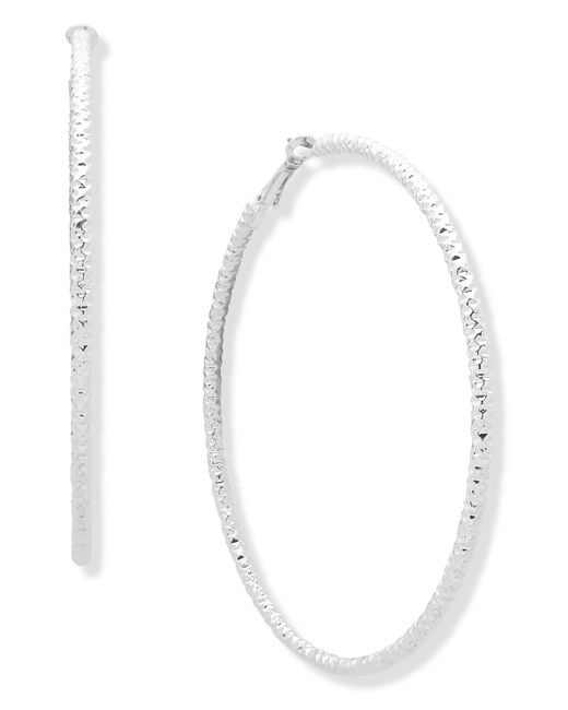 Nine West White Tone Hoop Earrings