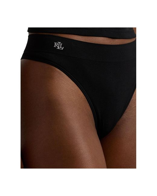 Ralph Lauren Black Seamless Stretch Jersey Thong Underwear 4l0010