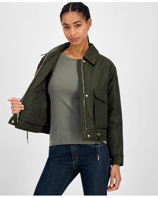 Michael Kors Blue Michael Reversible Bomber Barn Jacket