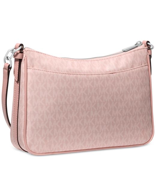 Michael Kors Pink Michael Jet Set Snake Top Zip Pouchette Crossbody