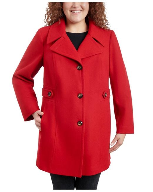 red plus size peacoat