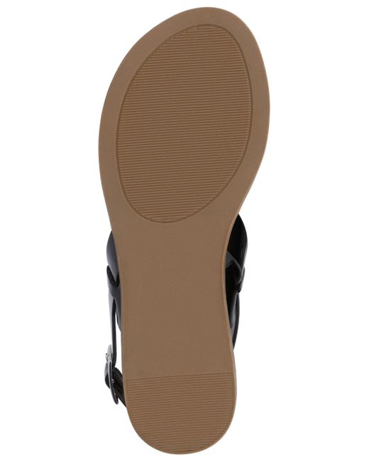 Journee Collection Black Lavine Round Toe Flat Sandals