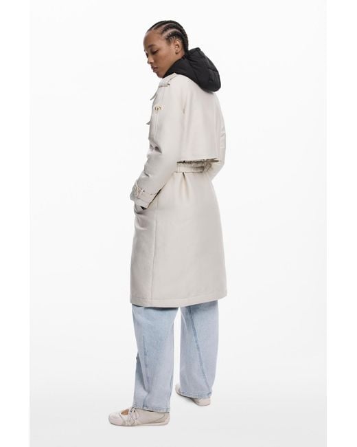 Desigual Natural Long Lightweight Padded Coat
