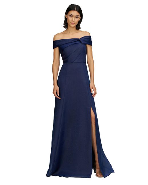 JS Collections Blue Isadora Off-the-shoulder Gown