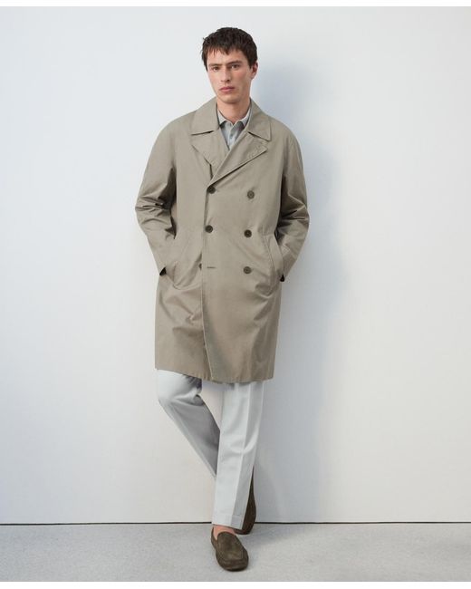 Mango Gray Regular-fit Trench Coat for men
