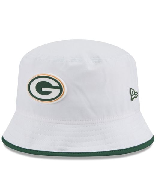 KTZ White Green Bay Packers 2025 Nfl Training Camp Stretch Bucket Hat for men