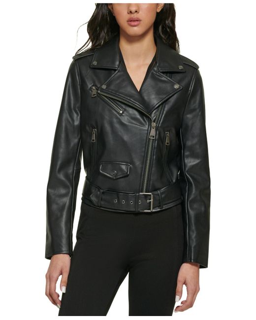 DKNY Black Faux-leather Moto Jacket