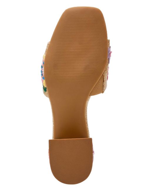 Anne Klein Multicolor Dolls Embroidered Raffia Block Heel Sandals
