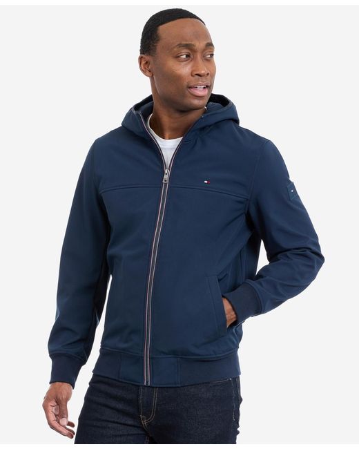 Tommy Hilfiger Blue Hooded Softshell Jacket for men