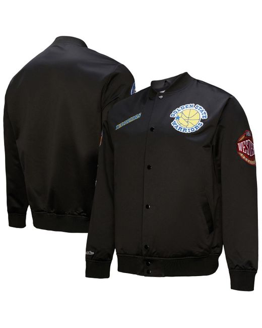 Mitchell & Ness Men's Black Golden State Warriors Out Collection Vintage Full-snap Satin Jacket