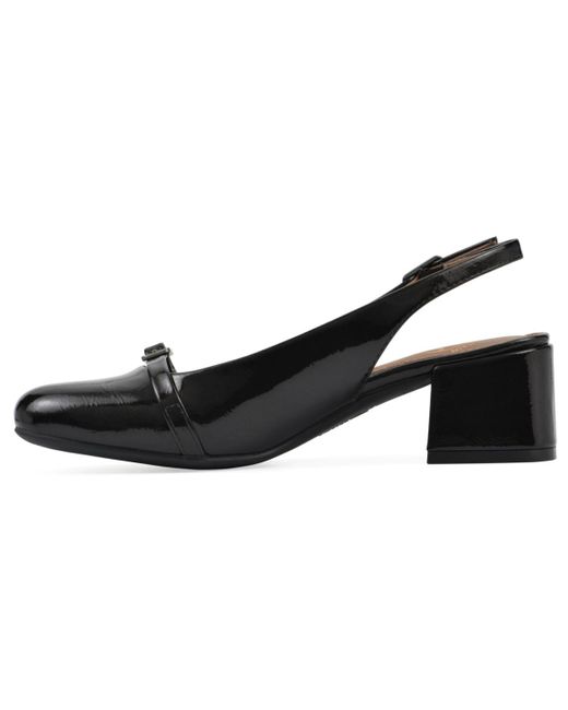 White Mountain Brown Later Slingback Block Heel Pumps