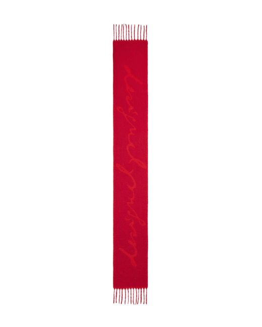 Desigual Red Scarf With Fringes