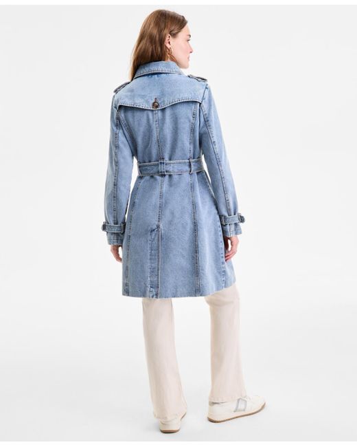 Steve Madden Blue Double-breasted Trench Coat