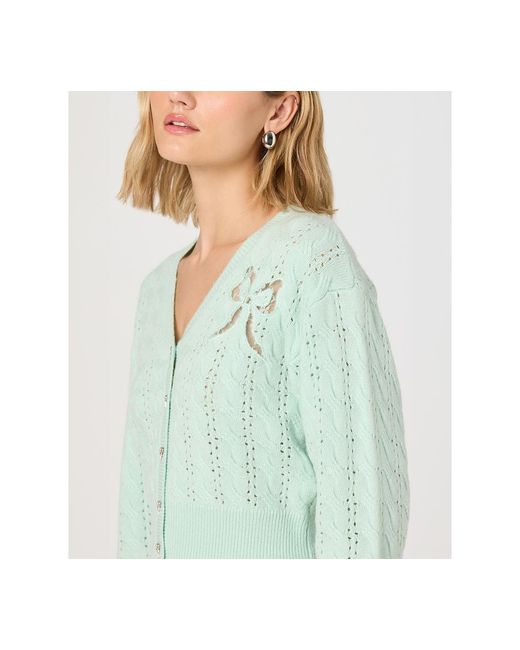 Astr Green V-neck Button-front Sweater