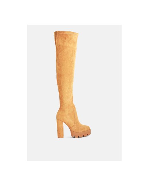 LONDON RAG White Maple Faux Suede Over The Knee Boots