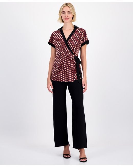 Anne Klein Collared Wrap Top