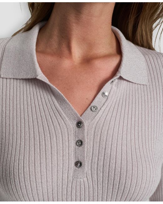 DKNY White Ribbed Long-sleeve Sweater