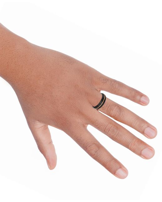 Triton Blue Two-tone Brushed Finish Wedding Band for men