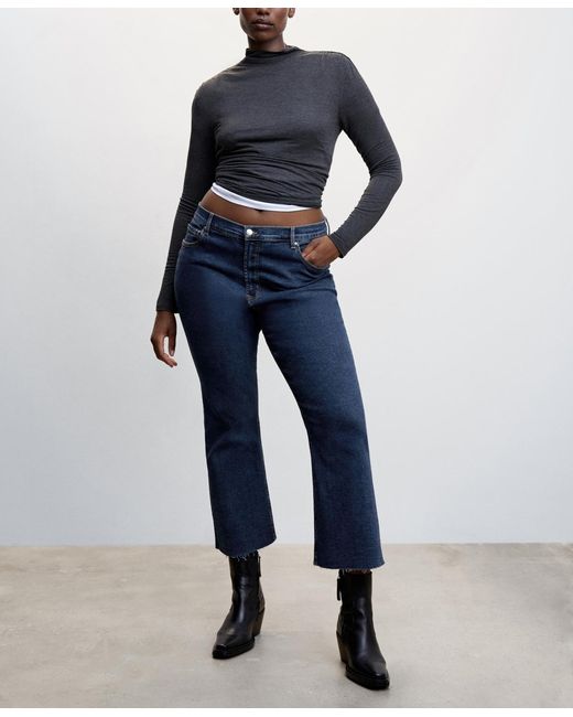 Mango Blue Crop Flared Jeans