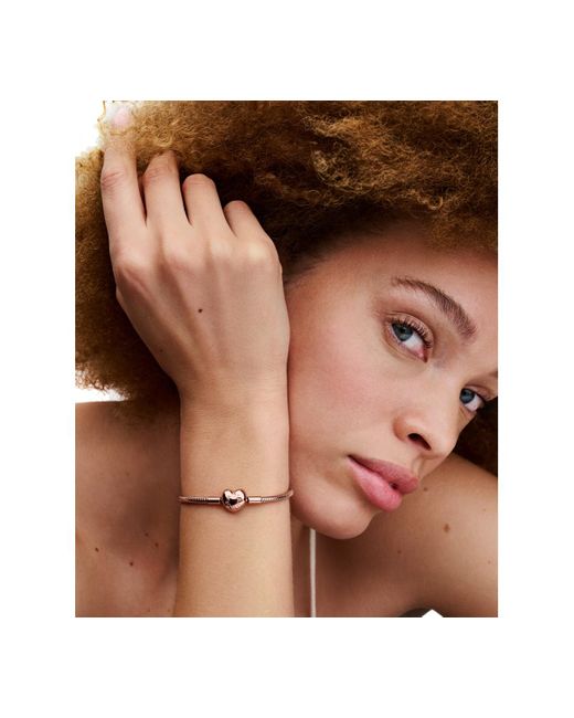 Pandora White 14k Gold Or 14k Rose-gold-plated Barrel Clasp Snake Chain Bracelet