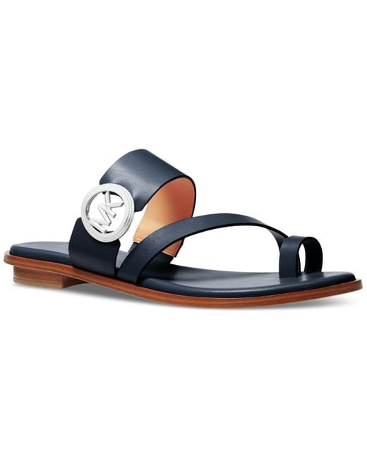 Michael Kors Blue Michael Mmk Vera Slip-on Toe-ring Slide Sandals