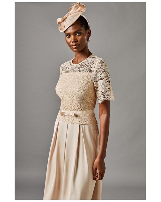 Coast Metallic Lace And Crepe Full Skirted Midi Dress