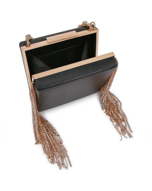 Badgley Mischka Black Woman's Ryker Crystal Fringed Box Clutch