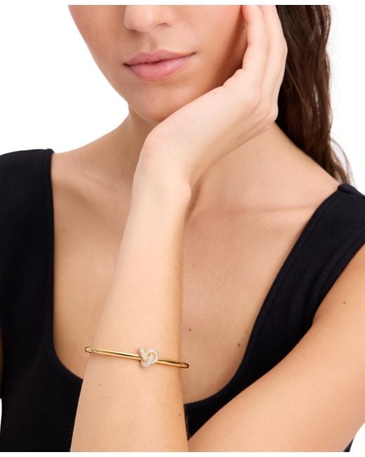 Kate Spade Metallic Gold-tone Pave Double Knot Bangle Bracelet