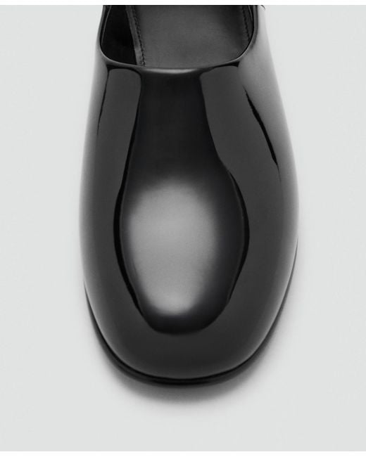 Mango Black Patent Leather Flat Shoes