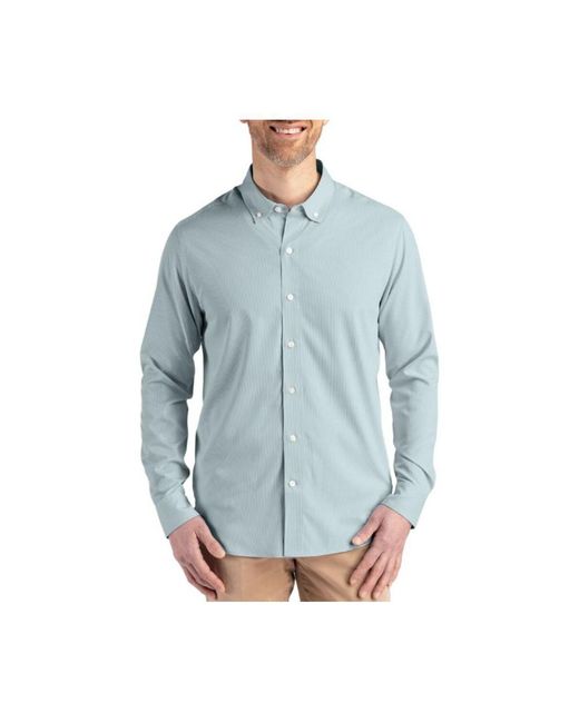 Cutter & Buck Men's Blue Pinstripe Long Sleeve Dress Shirt - www.disolcolor.com Cutter & Buck Men's Blue Pinstripe Long Sleeve Dress Shirt - www.disolcolor.com